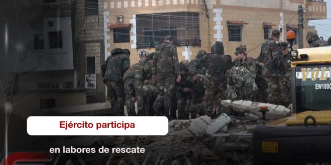 Fuerzas Armadas de Siria participan en labores de rescate por terrenmoto