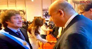 Embajador de Siria en Buenos Aires participa en la ceremonia de toma de posesión del presidente Melei