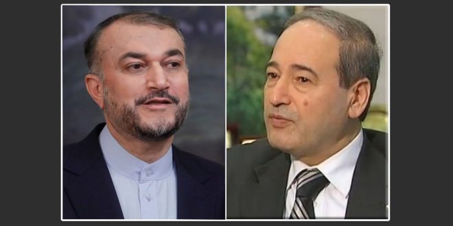 Miqdad et Abdollahian affirment, dans un appel téléphonique, les positions fermes et solidaires de la Syrie et de l’Iran pour la cause palestinienne