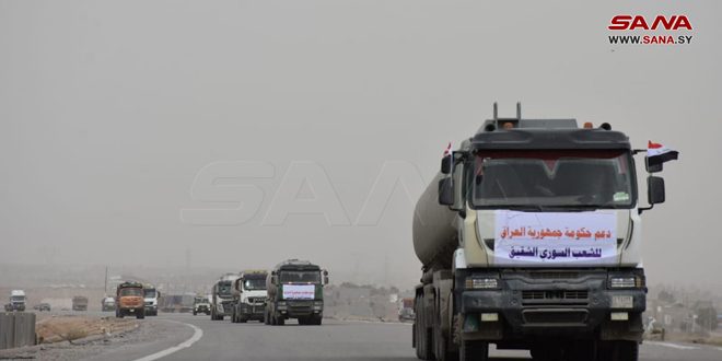 Une source irakienne à SANA : Envoi de quantités de carburant et de denrées à la Syrie