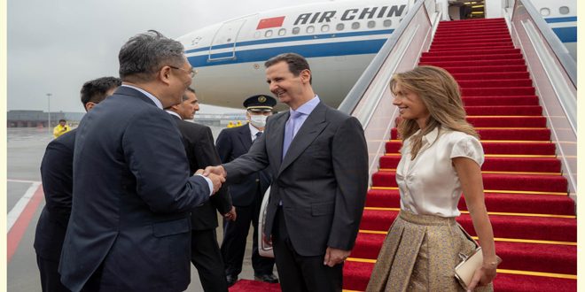 הנשיא אל-אסד והגברת הראשונה אסמאא אל-אסד מתחילים בביקור ברפובליקת סין העממית