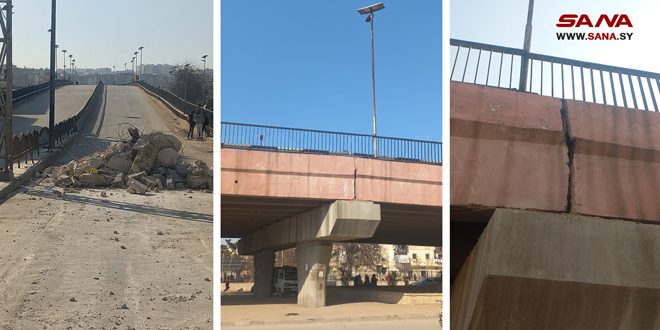 إغلاق الشوارع في محيط جسر الحج جراء بعض التشققات في حلب