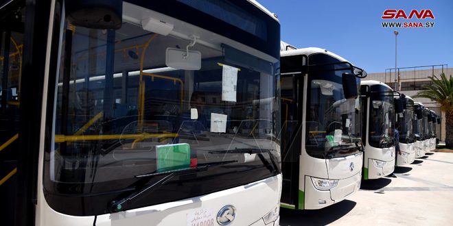 Syria receives one hundred domestic traffic-buses offered by china
