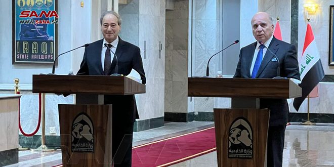 In a press conference with Iraqi counterpart, Dr. Mikdad: Syria and Iraq stand together in face of all joint challenges