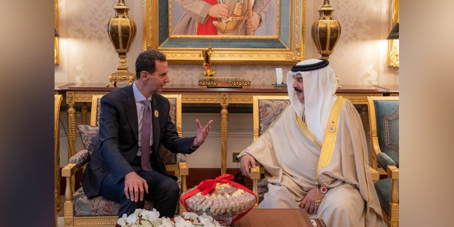 President al-Assad discusses with King of Bahrain means of boosting inter-Arab relations