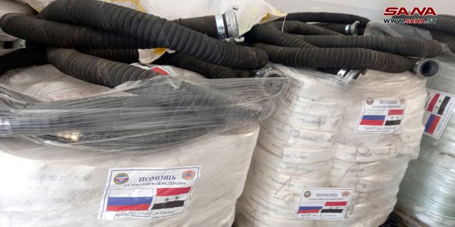 دریافت تجهیزات آتش نشانی و نجات ارائه شده توسط وزارت اورژانس روسیه به دولت سوریه