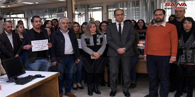 یک دقیقه سکوت خبرنگاران سوریه به احترام شهدای خبرنگاران در فلسطین اشغالی