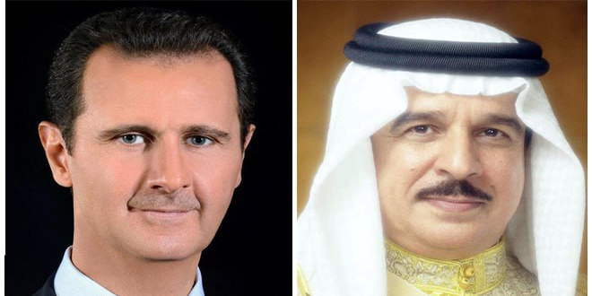 הנשיא אל-אסד קיבל מברק תנחומים והזדהות עם סוריה מאת מלך בחרין חמד בן עיסא אל ח’ליפה