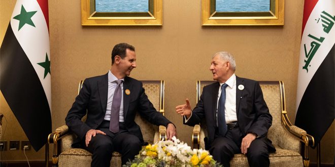 הנשיא אל-אסד דן עם נשיא עיראק בשיתוף פעולה בין שתי המדינות