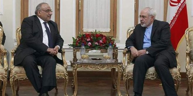 رئيس الوزراء العراقي يبحث مع ظريف الأوضاع الاقليمية والدولية
